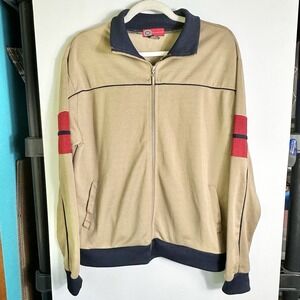 Vintage Whispering Smith Track‎ Jacket Mens Size M Tan Red Navy Full Zip Y2K